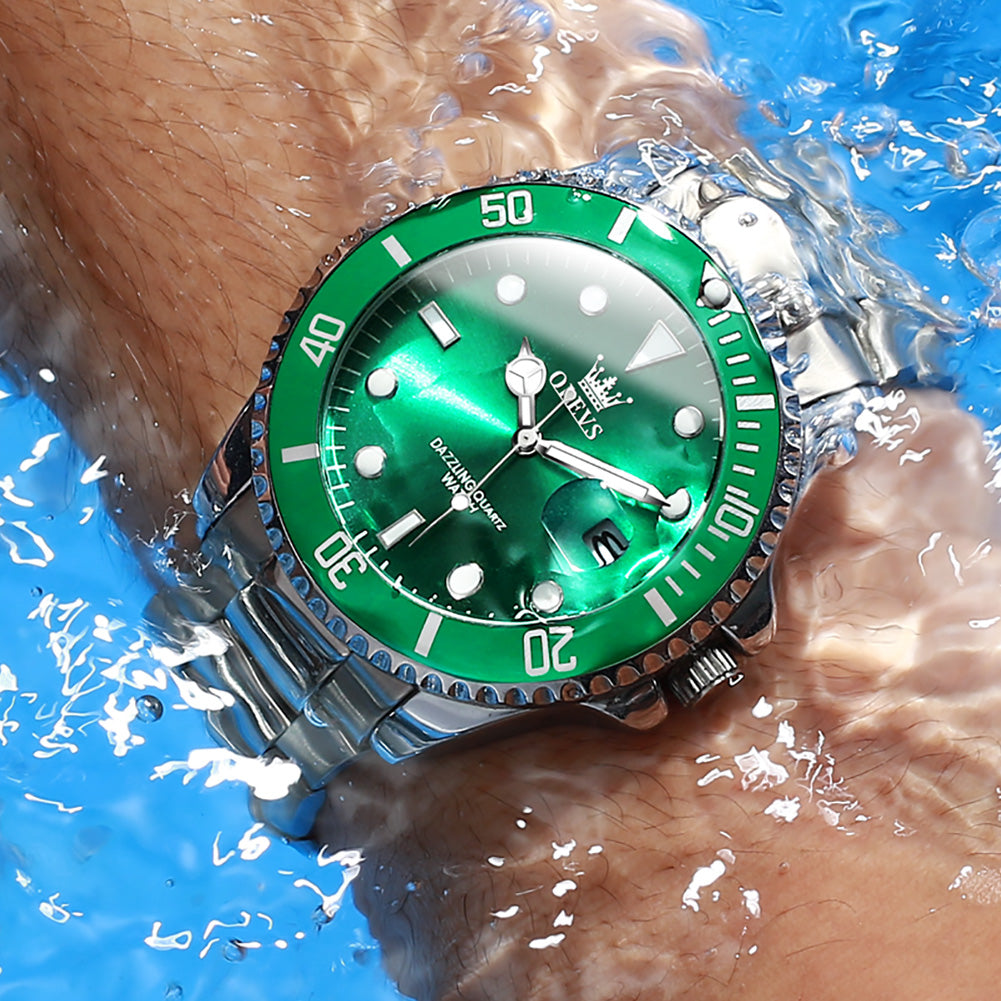 Top Brand Green Luxury Stainless Steel Watches for Men