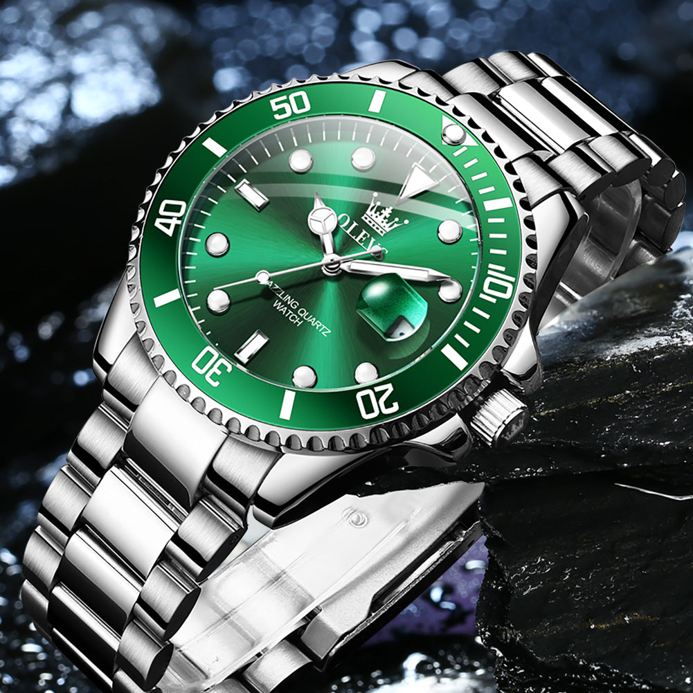Top Brand Green Luxury Stainless Steel Watches for Men