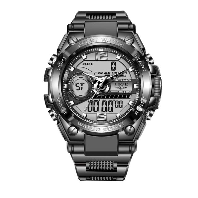 LIGE Digital Waterproof Military Watch for Men