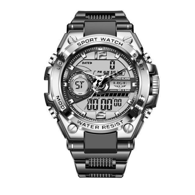 LIGE Digital Waterproof Military Watch for Men