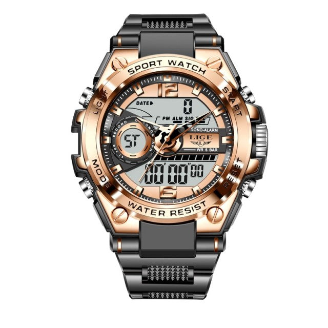LIGE Digital Waterproof Military Watch for Men