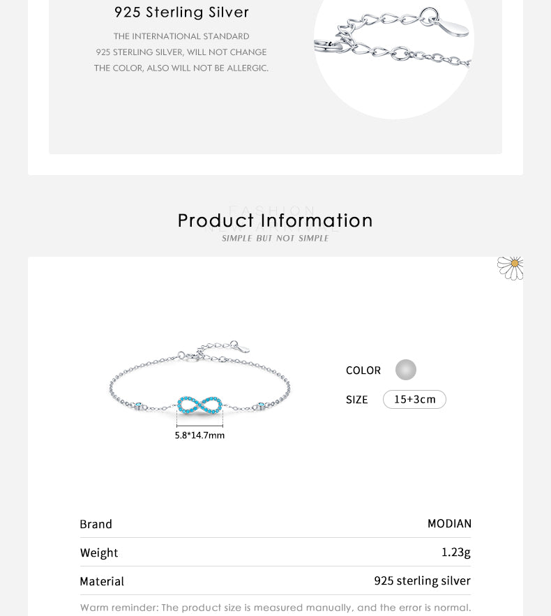 Natural Turquoise Endless Love Bracelets For Women Wedding Jewelry