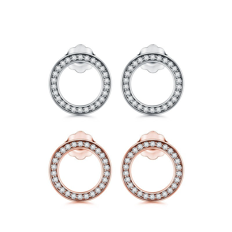 Sarah Silver Earrings Luxury Crystal Zircon Stud Earrings For Women Bridal wedding Jewelry