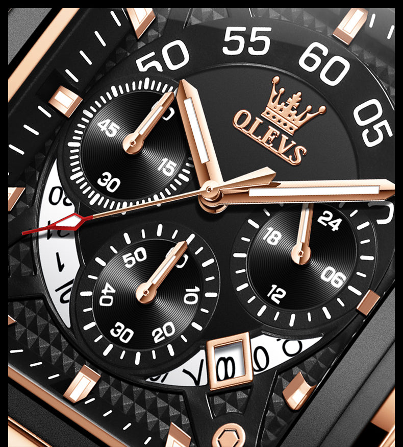 OLEVS Hollow Square Sport Leather Watch