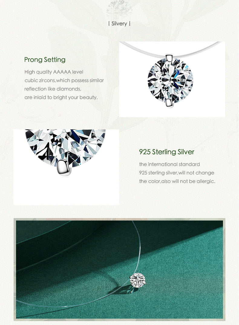 Simple Round Clear CZ Pendant Choker Necklace for Women
